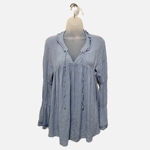 Sundance Baby Blue Long Sleeve Peasant Blouse